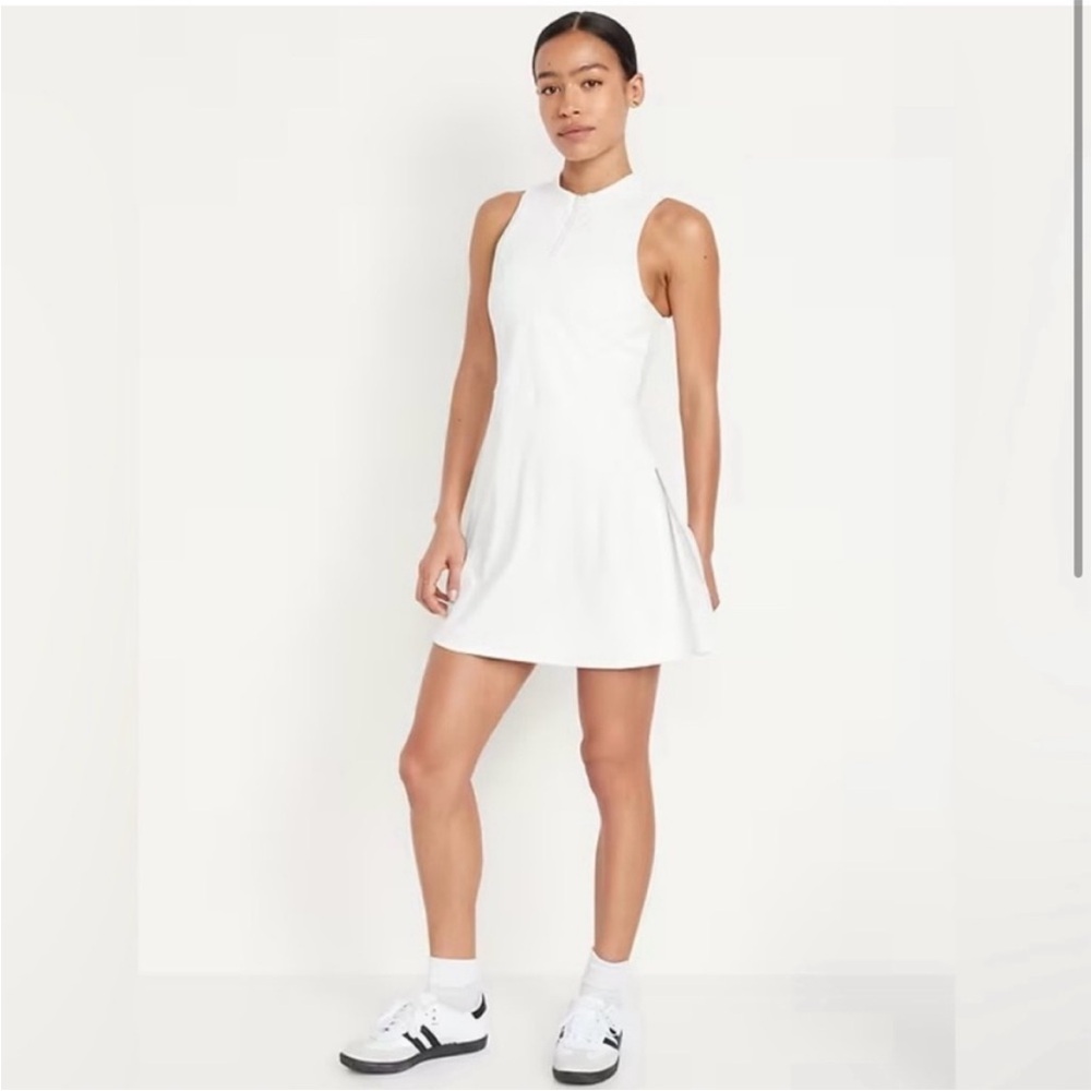 NWT Old Navy PowerSoft Half-zip Athletic Dress in Magnolia White Sz Large